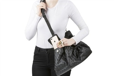Petote Gigi Sling Dog Carrier Bag - Black Quilted With Black Patent Trim