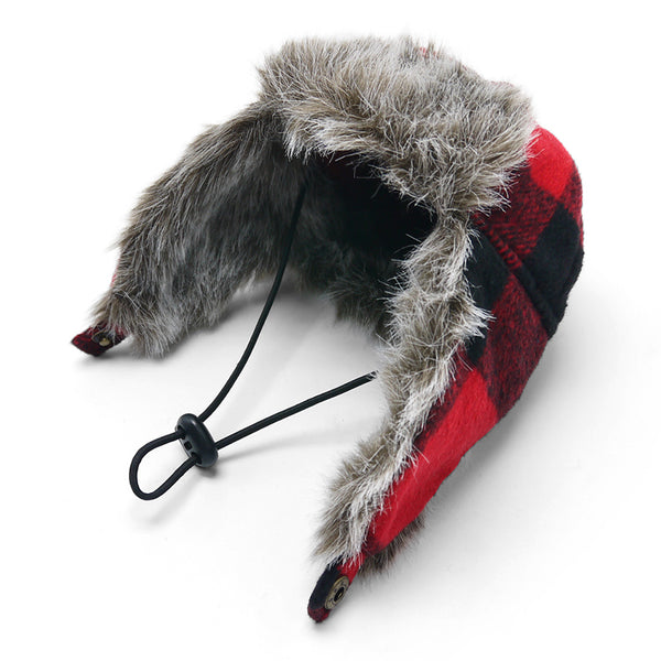 Red Plaid Trapper Hat for Dogs Halloween Costume