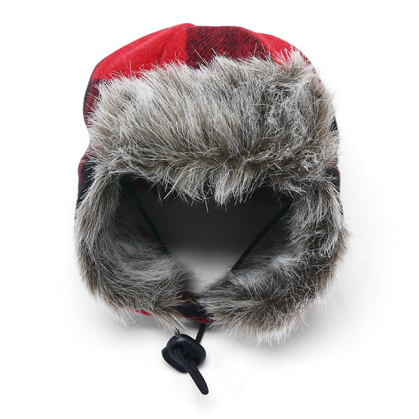 Red Plaid Trapper Hat for Dogs Halloween Costume