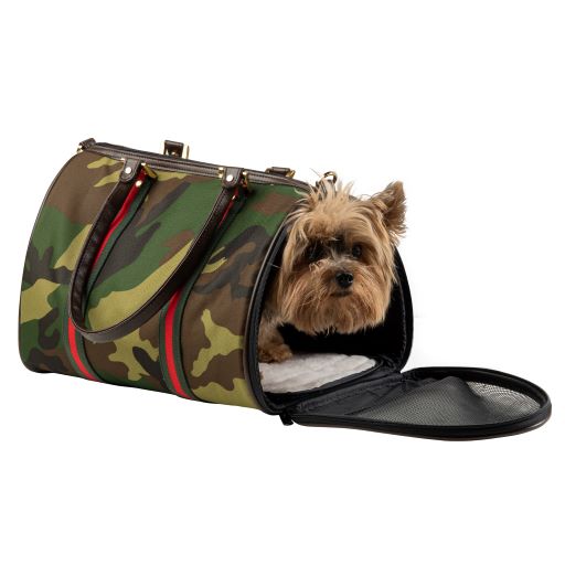 Petote Duffel Dog Carrier Camo With Red Stripe PupLife Dog Supplies