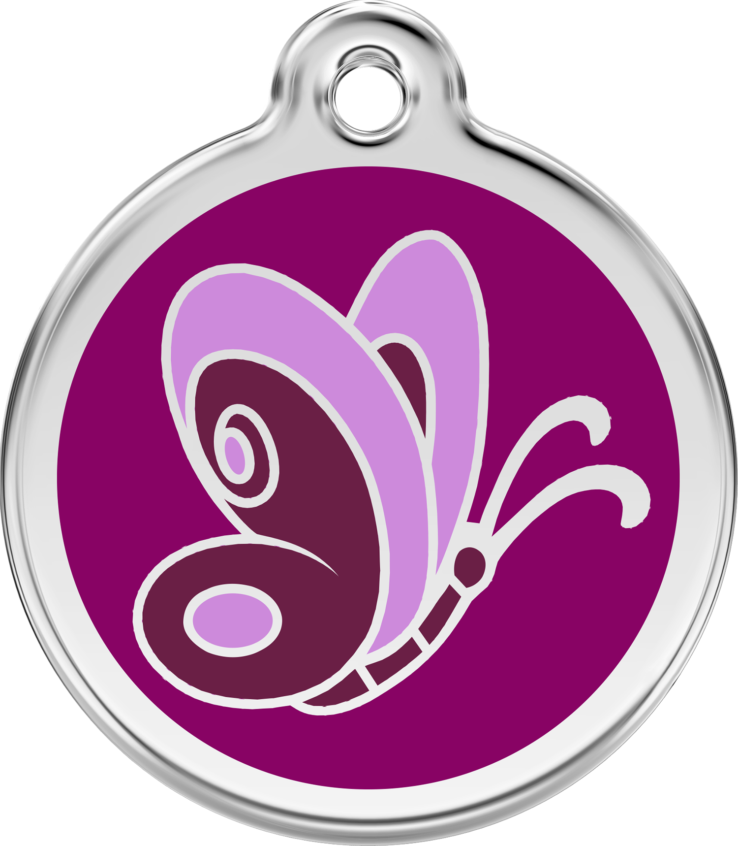 Red Dingo Stainless Steel & Enamel Purple Butterfly Dog ID Tag