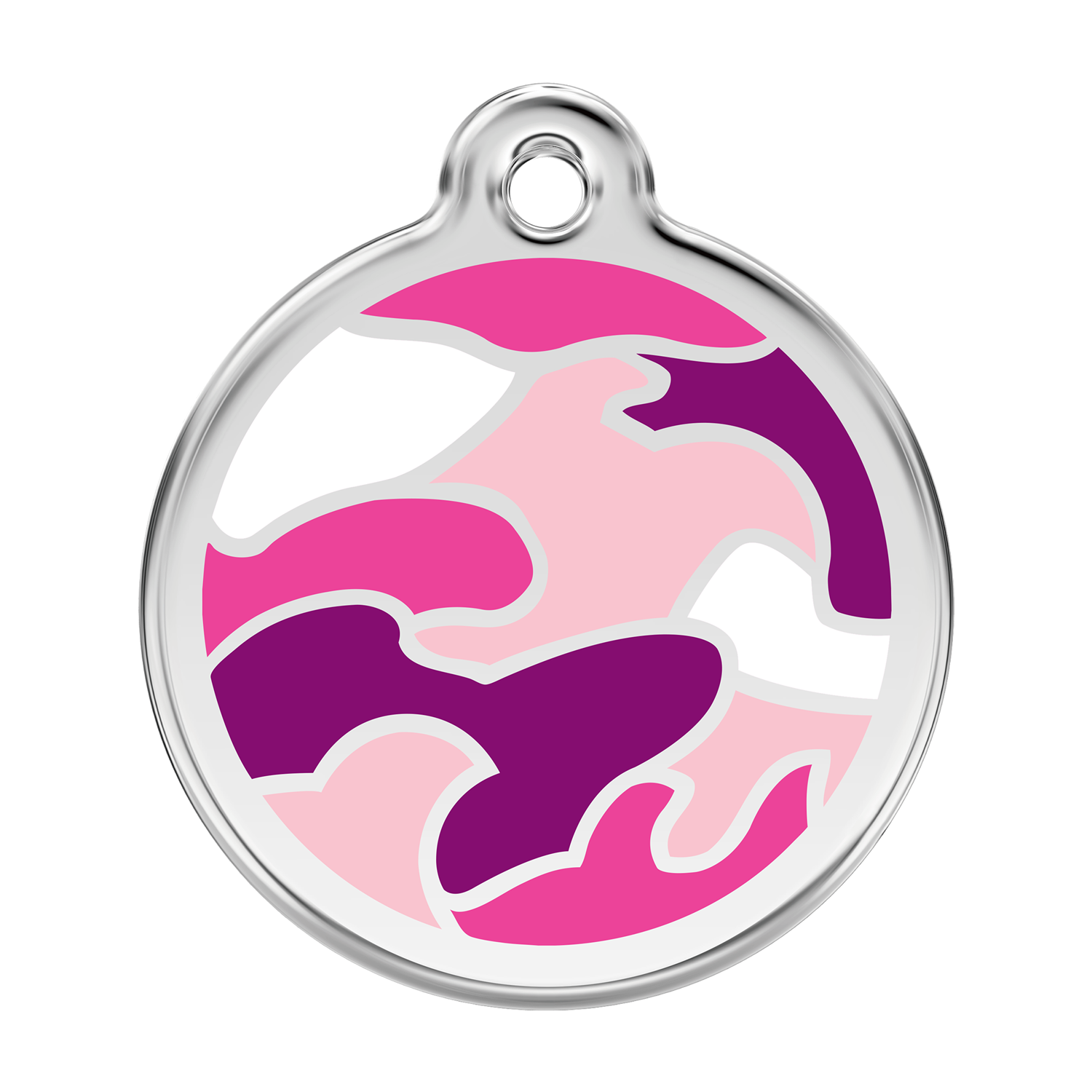 Red Dingo Stainless Steel & Enamel Pink Camouflage Dog ID Tag