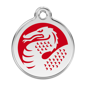 Red Dingo Stainless Steel & Enamel Red Dragon Dog ID Tag