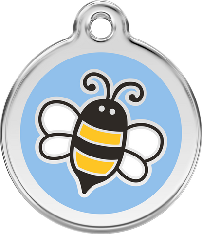 Red Dingo Stainless Steel & Enamel Bumble Bee Dog ID Tag - Light Blue