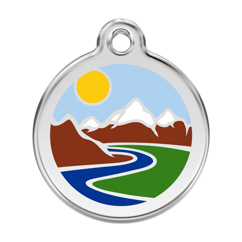 Red Dingo Stainless Steel & Enamel Mountains Dog ID Tag