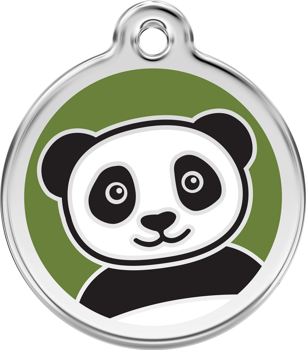 Red Dingo Stainless Steel & Enamel Dog ID Tag Panda PupLife Dog