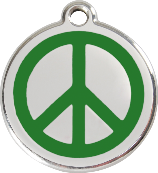 Red Dingo Stainless Steel & Enamel Peace Sign Dog ID Tag