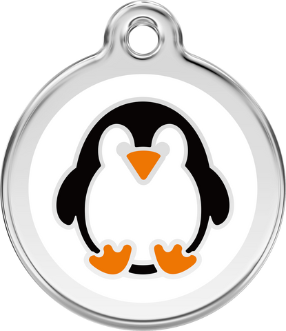 Red Dingo Stainless Steel & Enamel Penguin Dog ID Tag