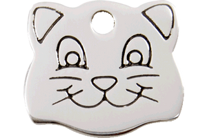 Red Dingo Stainless Steel Cat Face Shaped Cat ID Tag