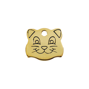 Red Dingo Brass Cat Face Shaped Cat ID Tag