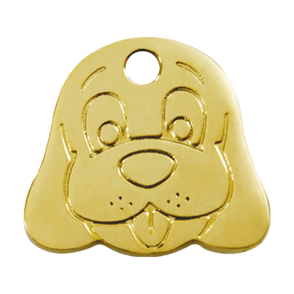 Red Dingo Brass Dog ID Tag - Dog Face