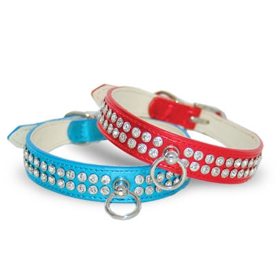 Celebrity Bling Rhinestone Studded Dog Collar - Red