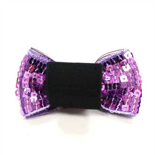EasyBow Dog Bow Tie - Purple Sequins