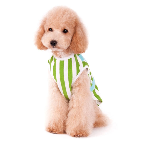 Backpack Tank Top For Dogs - Green & White Stripes