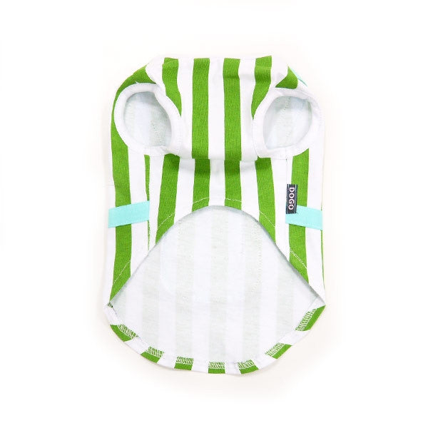 Backpack Tank Top For Dogs - Green & White Stripes