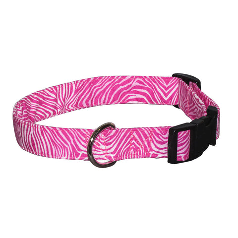 Elmo's Closet Pink Zebra Dog Collar