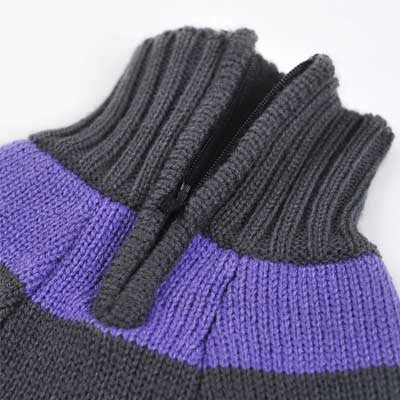 Sporty Stripe Turtleneck Dog Sweater - Purple