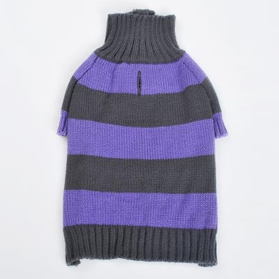 Sporty Stripe Turtleneck Dog Sweater - Purple