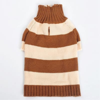 Sporty Stripe Turtleneck Dog Sweater - Beige