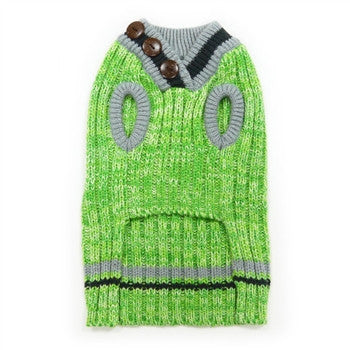 City V-Neck Dog Sweater - Green