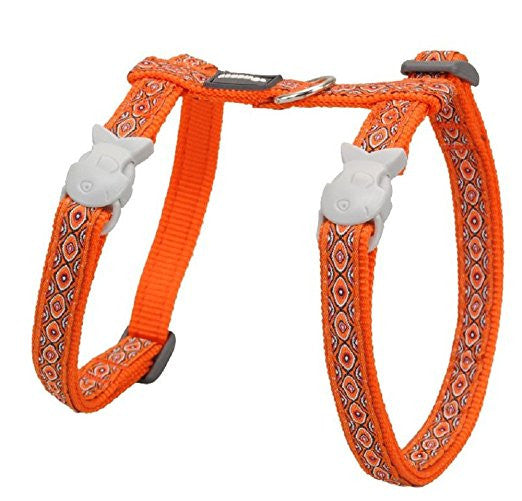 Red Dingo Designer Cat Harness and Lead Combo - Snake Eyes Orange
