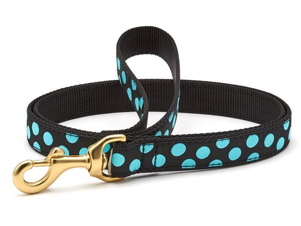Up Country Black Aqua Dot Dog Collar