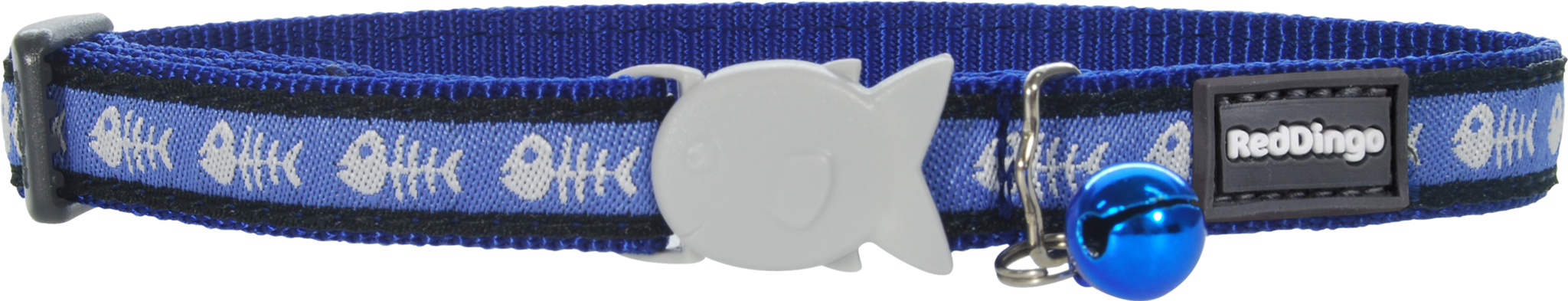 Red Dingo Designer Cat Safety Collar - Fish Bones (Dark Blue)