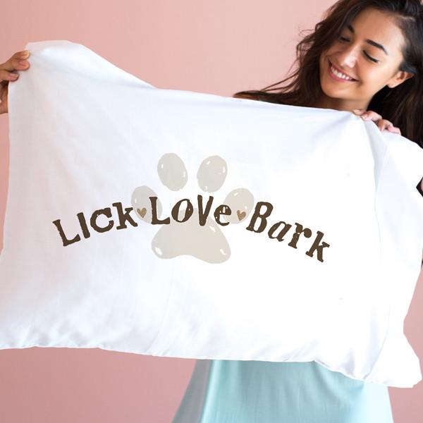 Lick Love Bark Single Pillowcase