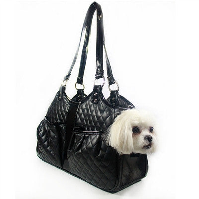 Petote Quilted Luxe Metro Dog Carrier - Black