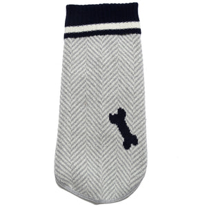Eco Pet Recycled Cotton Dog Sweater - Gray and Navy