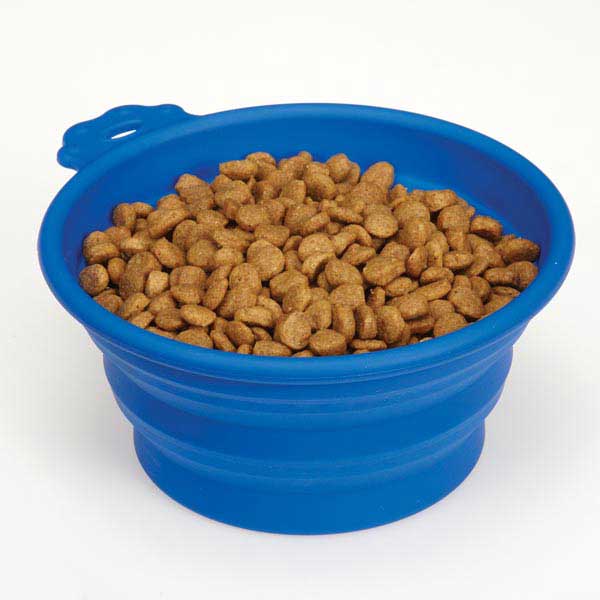 Bend-A-Bowl Silicone Travel Bowl for Pets and People - Blue