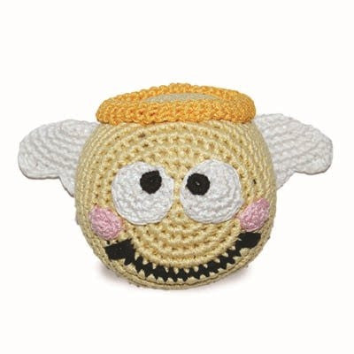 Emoticon Ball Crochet Dog Toy  with Squeaker - Angel Face