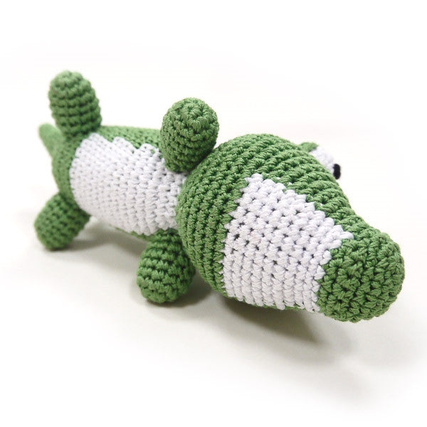 Alligator Crochet Dog Toy with Squeaker