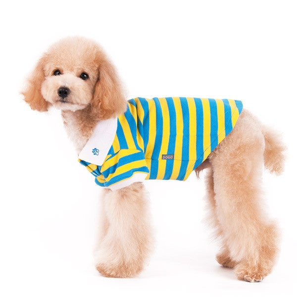 Classic Stripe Dog Polo Shirt - Yellow/Blue
