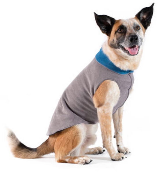Duluth Double Fleece Pullover Dog Sweater - Charcoal/Marine Blue