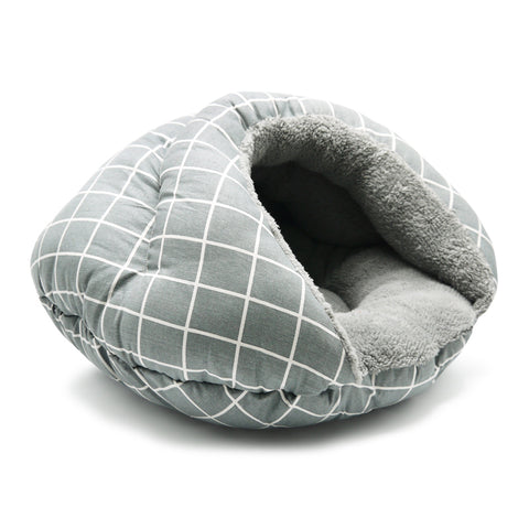 Burger Bed Small Dog Snuggle Bed - Grey Lattice