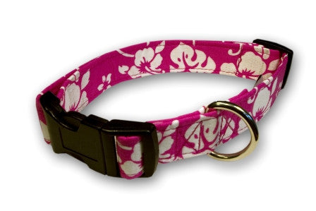 Elmo's Closet Hawaii Time Hot Pink Dog Collar