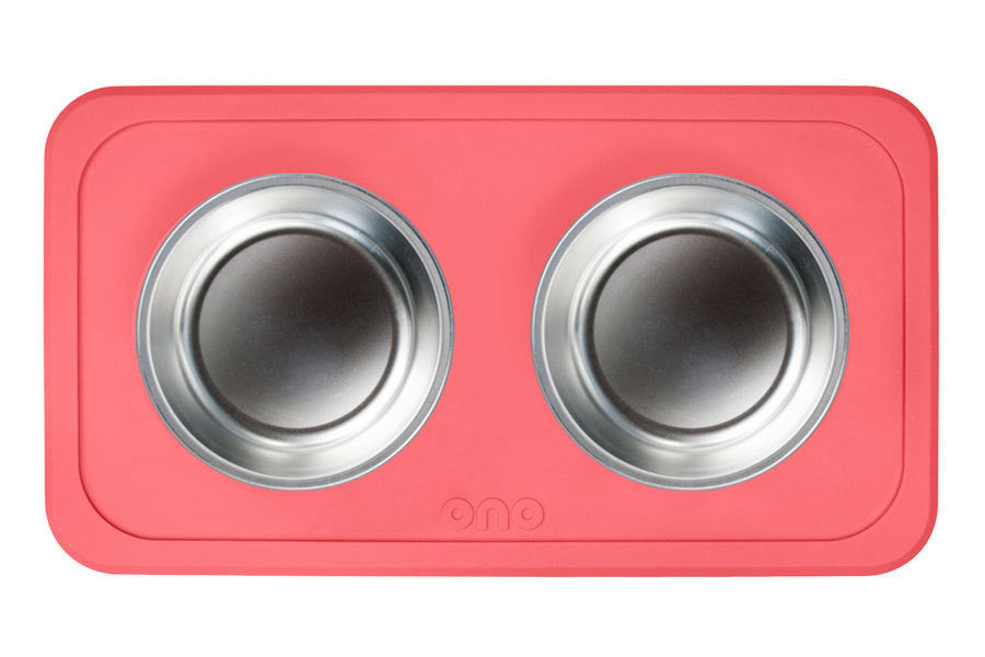 The Good Bowl Double Pet Feeder Coral PupLife Dog Supplies