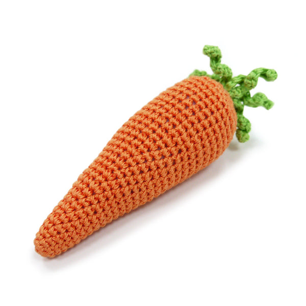 Carrot Crochet Dog Toy with Squeaker
