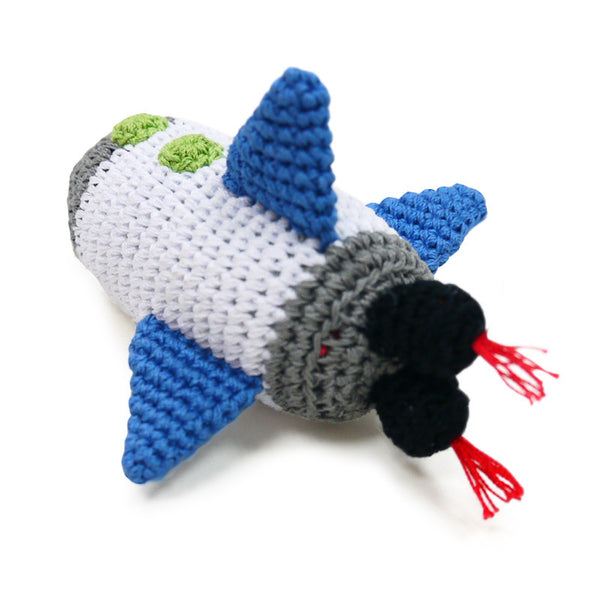 Spaceship Crochet Dog Toy with Squeaker
