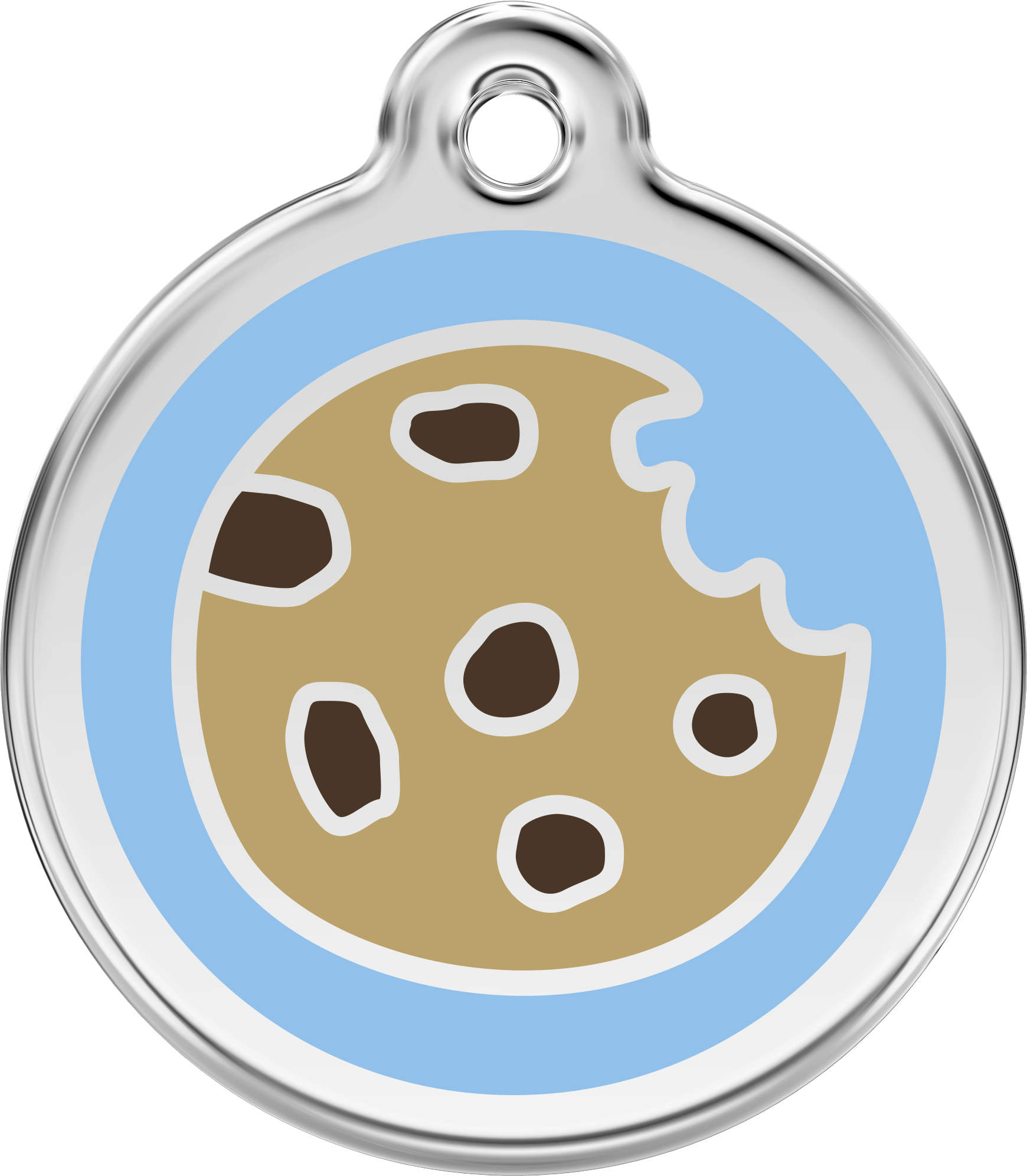 Red Dingo Stainless Steel & Enamel Cookie Dog ID Tag (Blue)