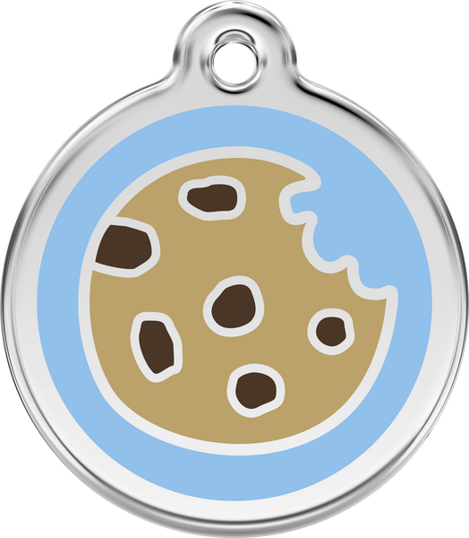 Red Dingo Stainless Steel & Enamel Cookie Dog ID Tag (Blue)