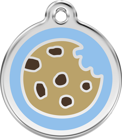 Red Dingo Stainless Steel & Enamel Cookie Dog ID Tag (Blue)