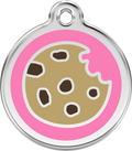 Red Dingo Stainless Steel & Enamel Cookie Dog ID Tag (Pink)
