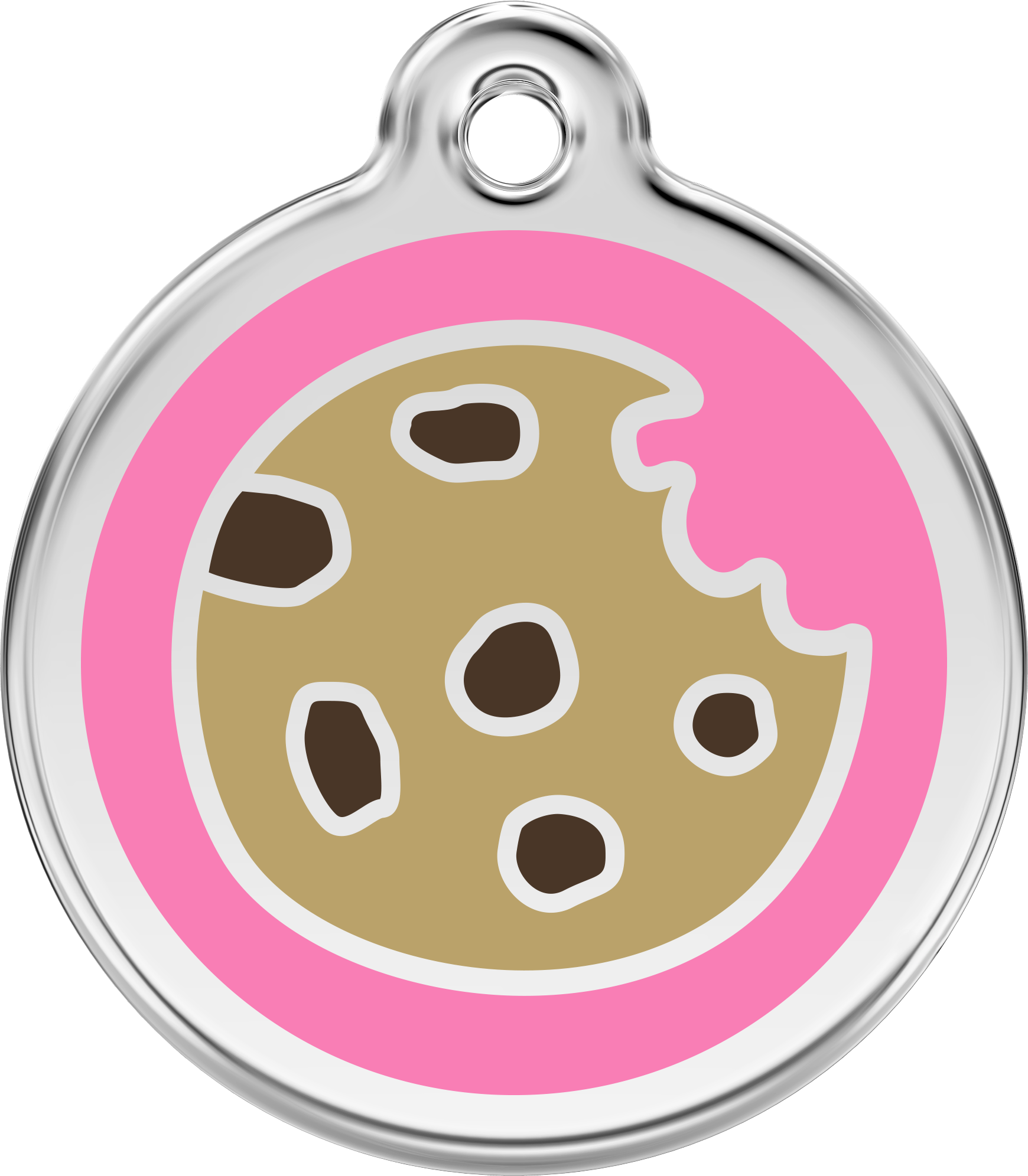 Red Dingo Stainless Steel & Enamel Cookie Dog ID Tag (Pink)