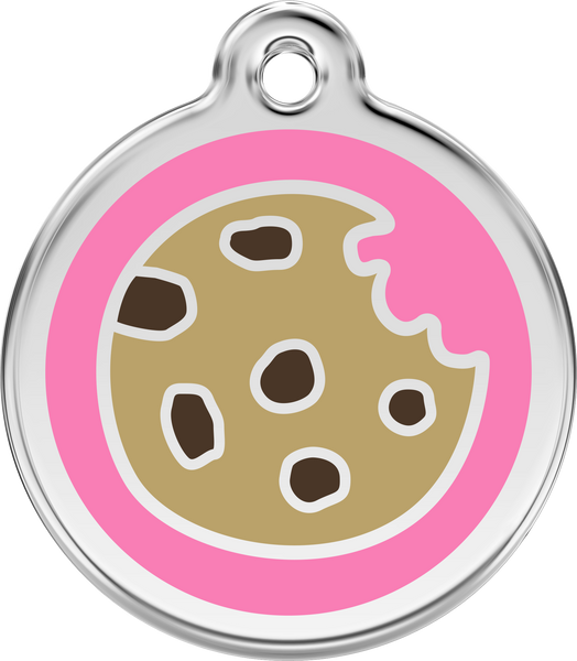 Red Dingo Stainless Steel & Enamel Cookie Dog ID Tag (Pink)