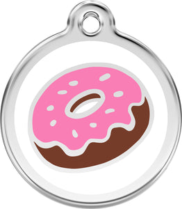 Red Dingo Stainless Steel & Enamel Donut Dog ID Tag