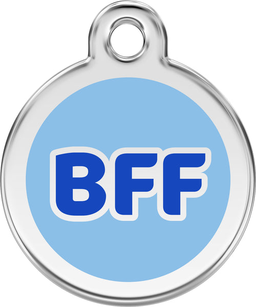 Red Dingo Stainless Steel & Enamel Dog Tag - BFF Best Friends Forever (Blue)
