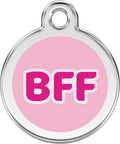 Red Dingo Stainless Steel & Enamel Dog Tag - BFF Best Friends Forever (Pink)