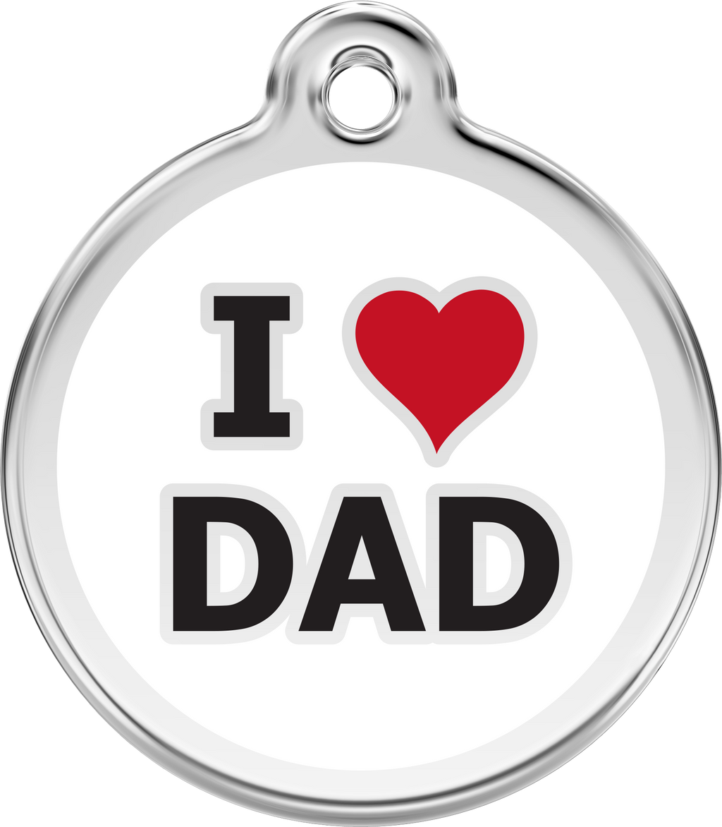 Red Dingo Stainless Steel & Enamel Dog Tag - I Heart Dad